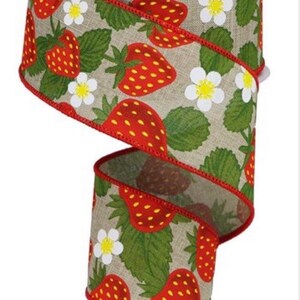 4 x 10 Yards Strawberry Ribbon with Stripe Backing by Valerie 