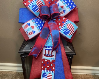 Patriotic Bow, USA Bow, 4th of July Bow, Stars and Stripes Bows, Wreath Bow, Lantern Bow, Patriotic Wreath Bow, USA Wreath Bow, Basket Bow