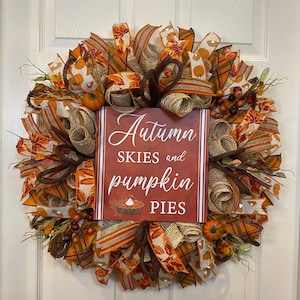 Fall Wreath, Pumpkin Wreath, Pumpkin Pie Wreath, Fall Floral Wreath, Autumn Wreath, Thanksgiving Wreath, front door wreath