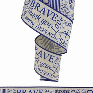 Navy Ribbon, Blue Navy Ribbon, Military Ribbon, Burlap Ribbon, Patriotic Ribbon, 2 1/2&quot; Wired Ribbon, 10 Yard Roll