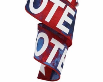 Patriotic Ribbon, Vote Ribbon, USA Ribbon, America Ribbon, Red White and Blue Ribbon, 2.5" Wired Ribbon, 10 Yard Roll , RGA1871