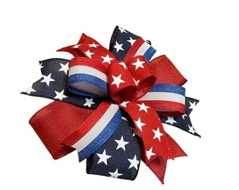 Patriotic Bow, 4th of July Bow, Stars and Stripes Bow, Wreath Bow, Lantern Bow, Patriotic Wreath Bow, Basket Bow