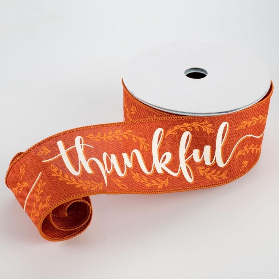 Fall Ribbon Thankful Ribbon Orange Ribbon Burlap Ribbon 2 Etsy