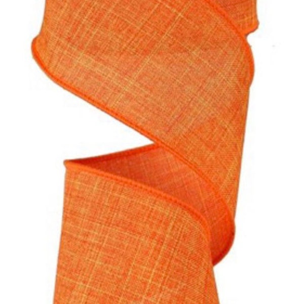 Orange Ribbon, Burlap Ribbon, Wired Ribbon, 2 1/2" Wired Ribbon, 10 Yard Roll