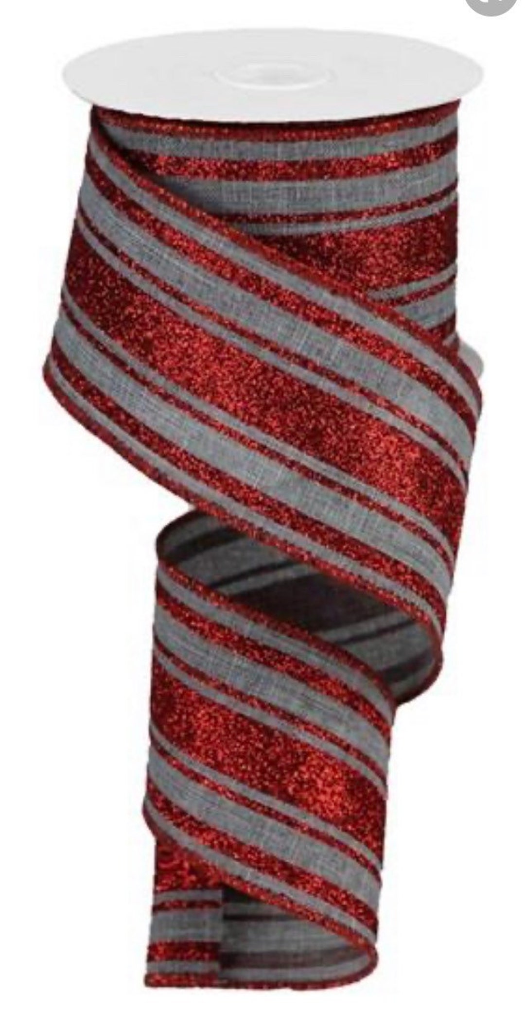 Christmas Ribbon, Red Farmhouse Stripe Ribbon, Gray Farmhouse Stripe ...