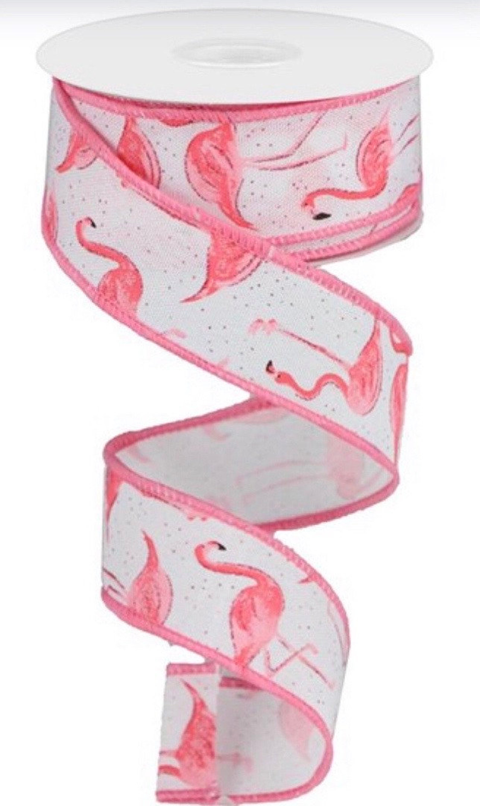 Flamingo Ribbon Pink Flamingo Pink Ribbon Glitter Ribbon Etsy