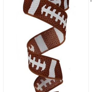 Football Ribbon, Football Laces Ribbon, Brown Ribbon, Sports Ribbon, Wired Ribbon, 1 1/2&quot;, 10 Yard Roll