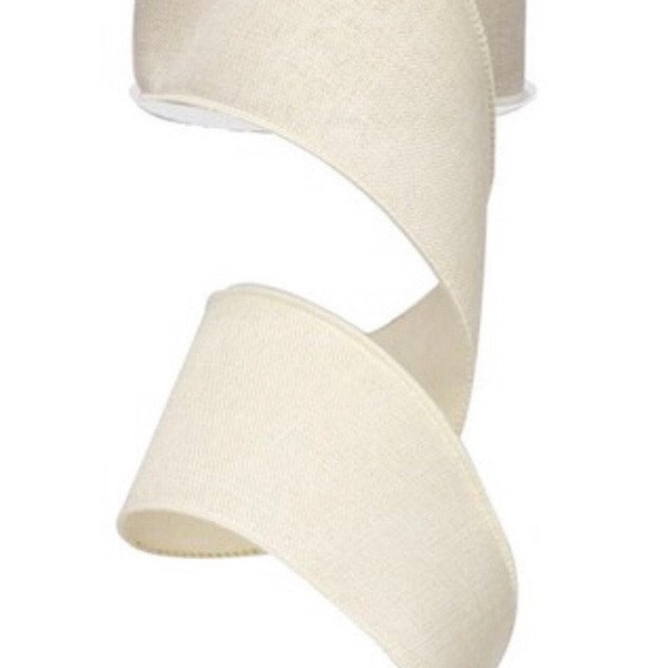 Cream Ribbon, Beige Ribbon, Burlap Ribbon, Wired Ribbon, 2 1/2" Wired Ribbon, 10 Yard Roll