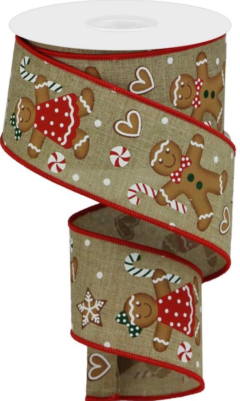 Christmas Ribbon, Gingerbread Man Ribbon, 2.5