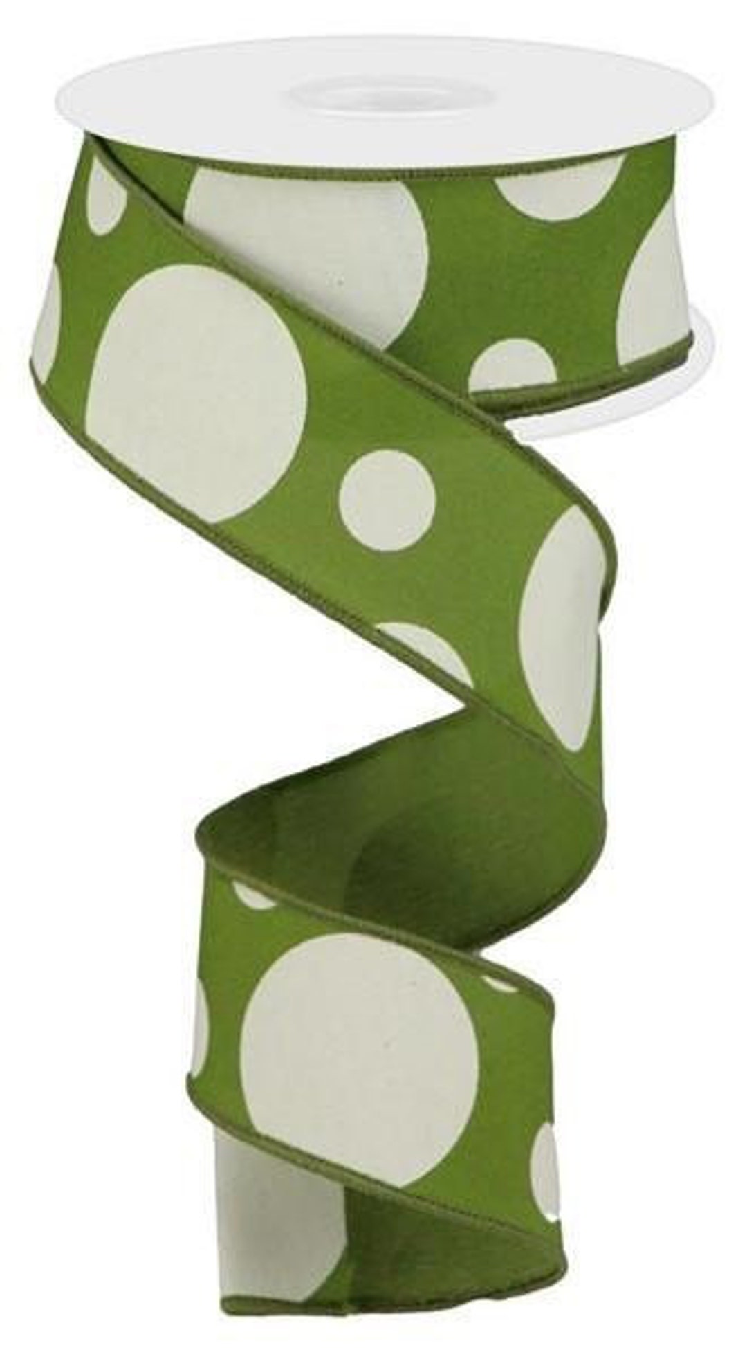Green Ribbon, Polka Dot Ribbon, Green Polka Dot Ribbon, Wired Ribbon, 1 ...