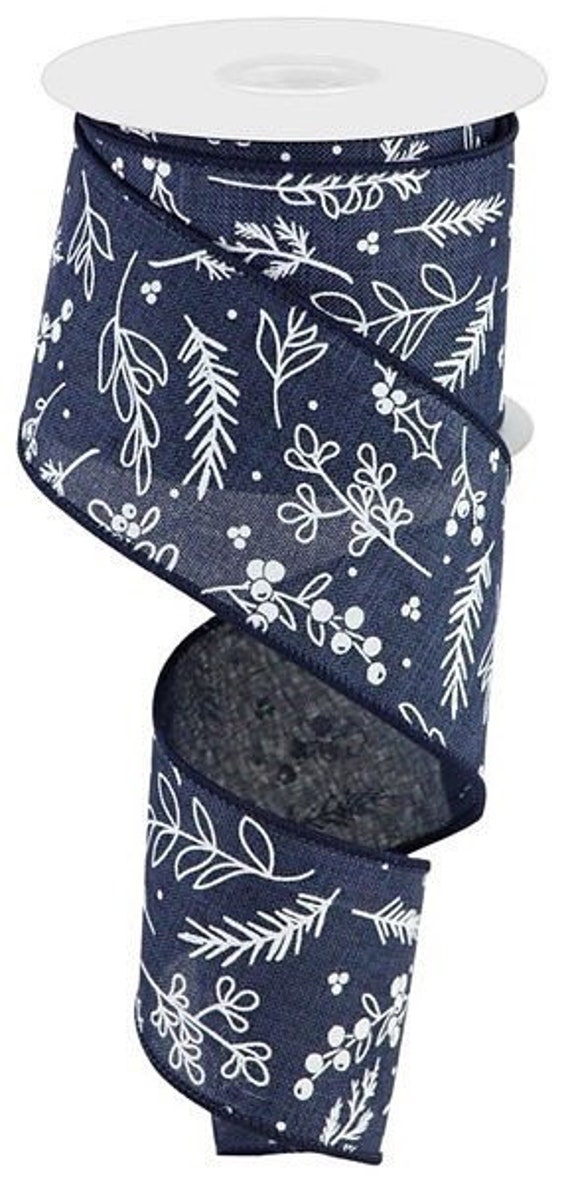 Blue Ribbon Floral Ribbon Blue Floral Ribbon Burlap Ribbon - Etsy