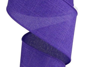 Purple Ribbon, Burlap Ribbon, Royal Burlap Ribbon, 2.5" Wired Ribbon, 10 Yard Roll, RG12796A