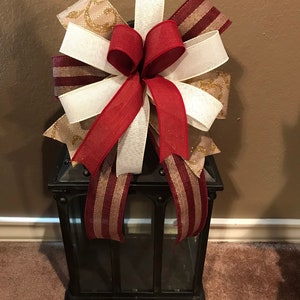 Wreath Bow, Lantern Bow, Basket Bow, Burlap Bow, Burgundy Bow