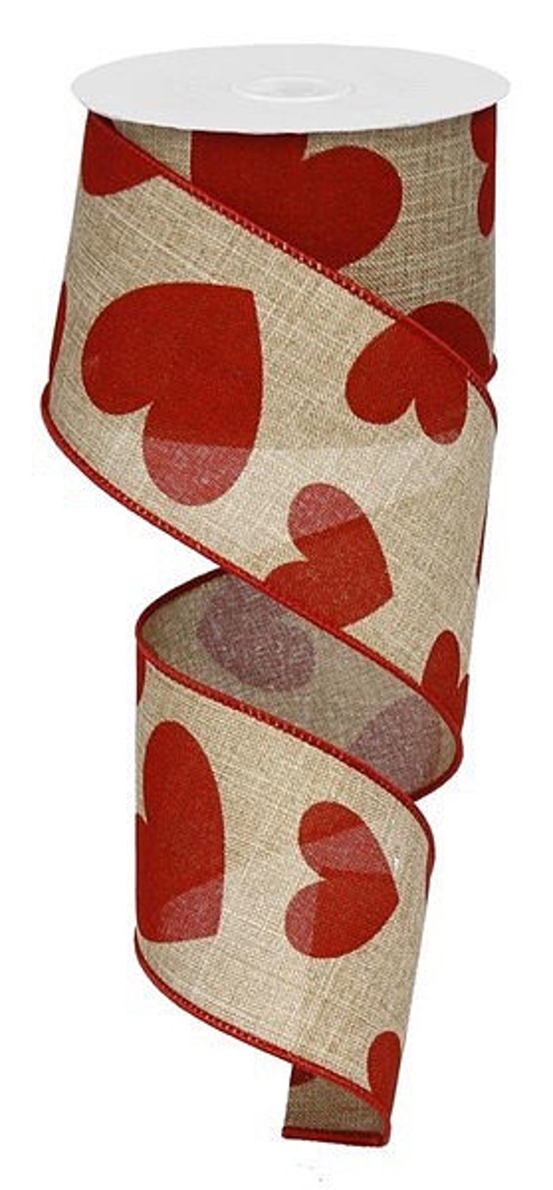 Heart Ribbon, Valentine's Day Ribbon, Burlap Ribbon, Red Ribbon