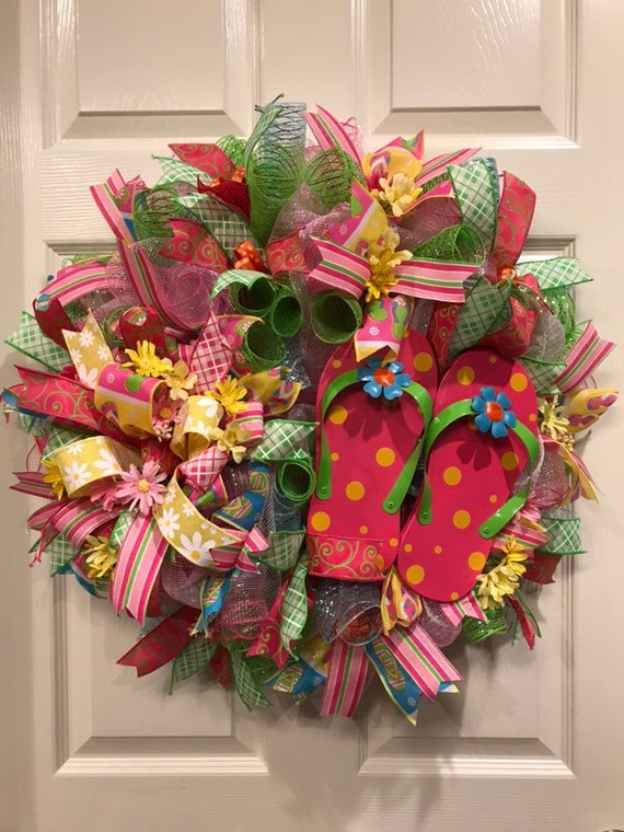 Flip Flop Wreath Flip Flop Wreath For Front Door Door Etsy