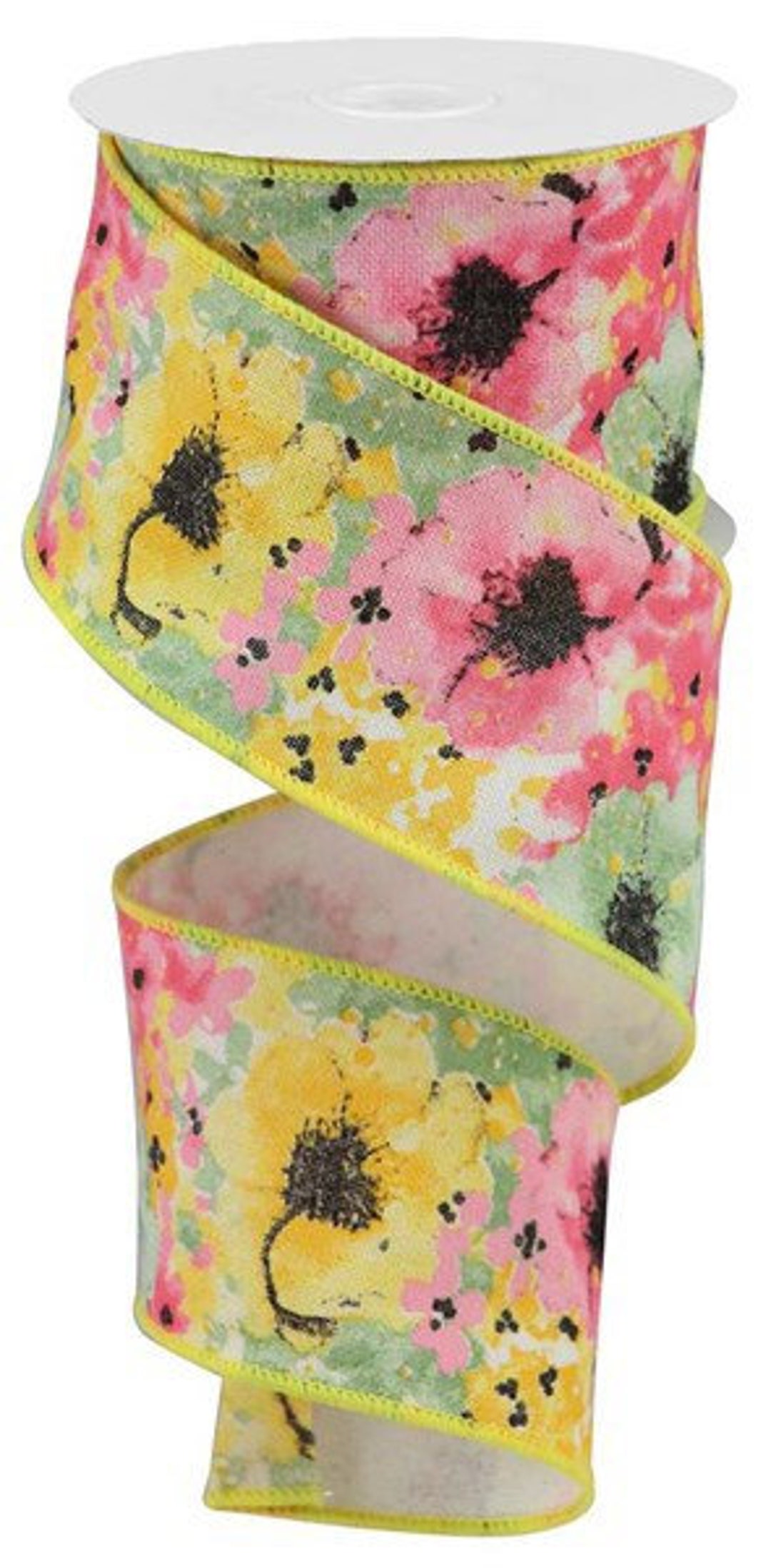 Yellow Ribbon For Outdoor Yellow Ribbon, Floral Ribbon, Yellow Floral Ribbon, Painted Floral ...