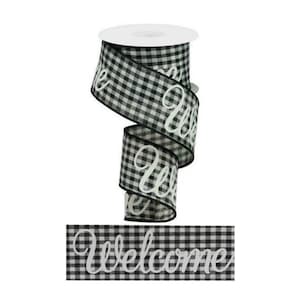 2.5 Linen Race Check Ribbon: Black & White (50 Yards) [851-40-302