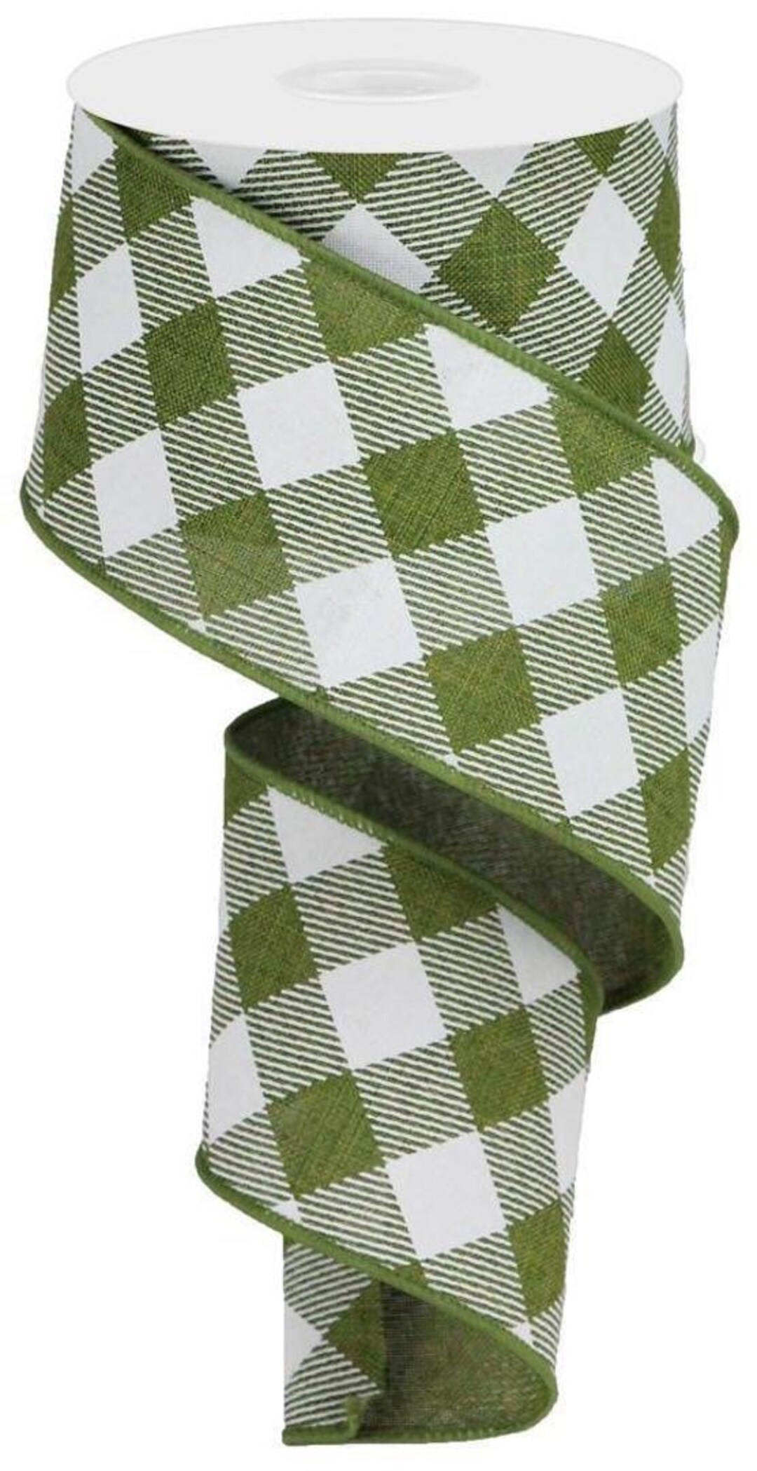 Green Ribbed Ribbon Green Ribbon, Moss Green Ribbon, Plaid Ribbon, Green Plaid Ribbon ...