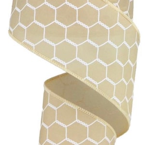 Chicken Wire Ribbon Farmhouse Ribbon Tan Ribbon Wired | Etsy