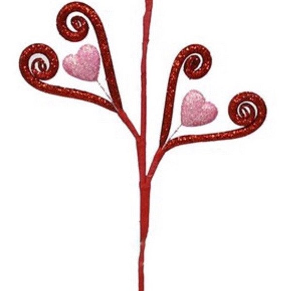 Heart Pick, Glitter Tube Coil Heart Spray, Valentine Embellishment, Wreath Embellishment, Wreath Enhancements, Valentine Decor