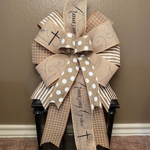 Religious Bow, Amazing Grace Bow, Burlap Bow, Polka Dot Bow, Stripe Bow, Wreath Bow, Lantern Bow, Basket Bow