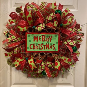 Christmas Wreath, Merry Christmas Wreath, Green Christmas Wreath, Red  Christmas Wreath
