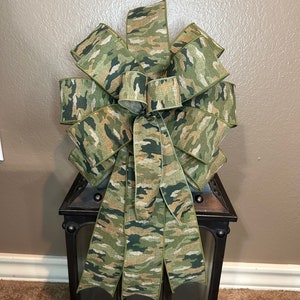 Camo Bow, Camoflauge Bow, Military Bow, USA Bow, Veteran Bow, Forge Lantern Bow, Wreath Bow, Lantern Bow, Basket Bow