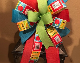 School Bow, Teacher Bow,  Pencil Bow, School Wreath Bow, School Lantern Bow, Teacher Basket Bow