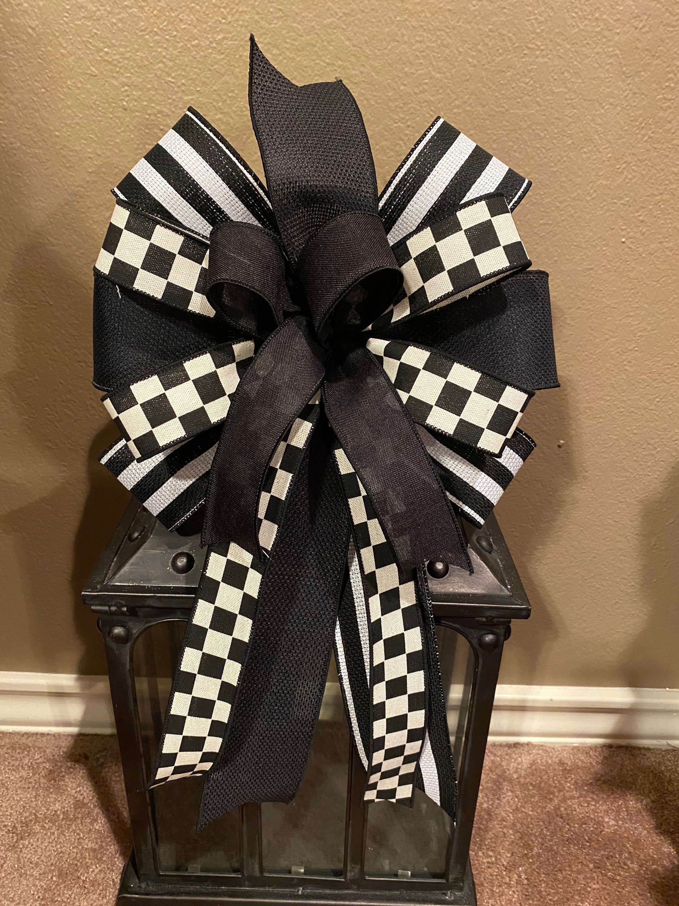 2 Wired Checkered Ribbon 2 Black and White Ribbon 2 Wired Ribbon