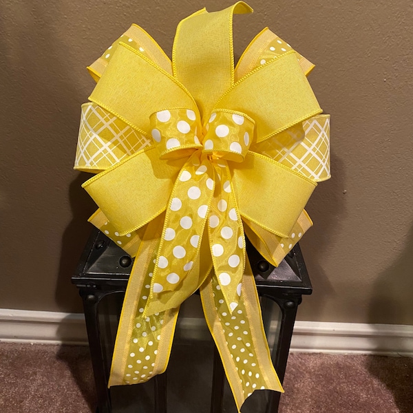 Yellow Bow, Spring Bow, Polka Dot Bow, Lantern Bow, Wreath Bow, Basket Bow