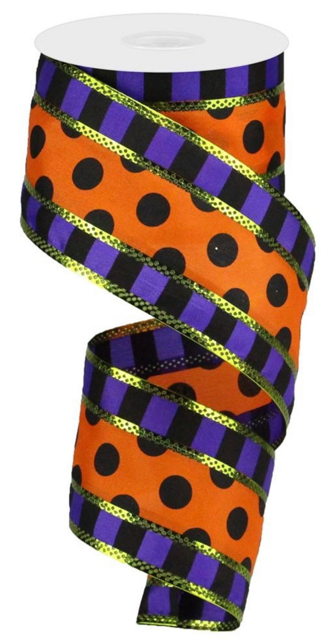 Halloween Ribbon, Stripe Ribbon, Polka Dot Ribbon, Purple Ribbon