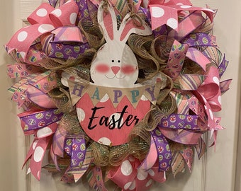 Easter Wreath, Easter Bunny Wreath, Easter Egg Wreath, Happy Easter Wreath, Door Wreath, Wreath for Front Door