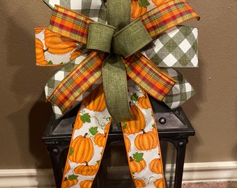 Fall  Bow, Thanksgiving Bow, Pumpkin Bow, Fall Wreath Bow, Fall Lantern Bow, Thanksgiving Wreath Bow, Door Hanger Bow
