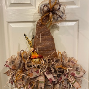 Fall Wreath, Scarecrow Wreath, Scarecrow Hat Wreath, Welcome Wreath, Thanksgiving Wreath