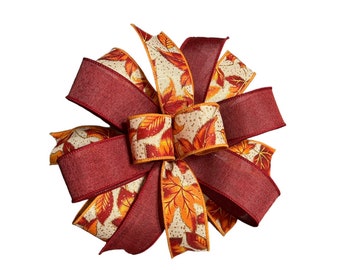 Fall Bow, Thanksgiving Bow, Autumn Leaves Bow, Fall Leaves Bow, Fall Wreath Bow, Fall Lantern Bow, Thanksgiving Wreath Bow, Door Hanger Bow