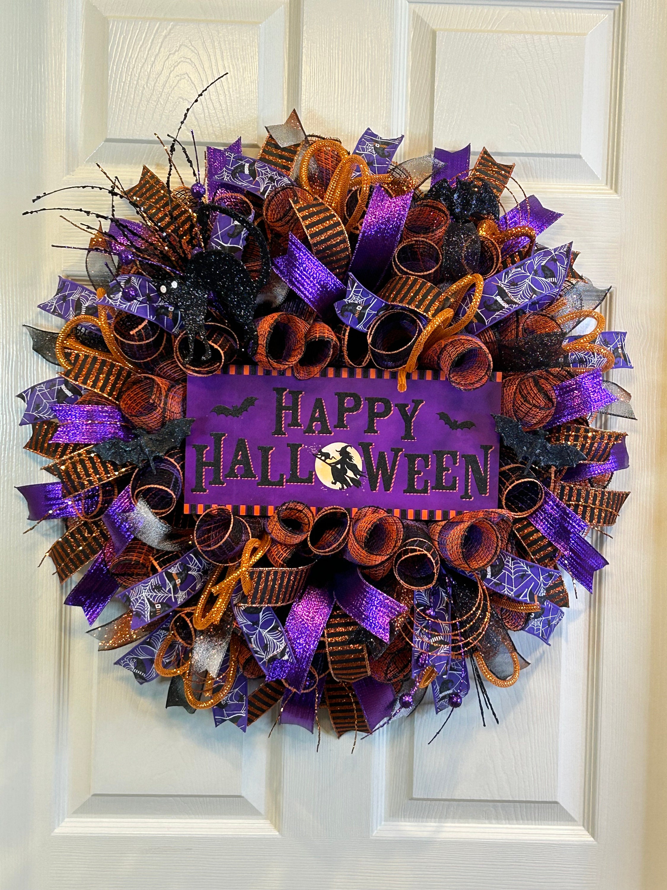 BARRETTE HAPPY HALLOWEEN ハロウィン TIMELESS AA6-18223-07 Happy Halloween Witch Wreath, Purple Witch Door Wreath