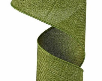 Green Ribbon, Moss Green Ribbon, Green Royal Burlap Ribbon, Wired Ribbon, 2 1/2" Wired Ribbon, 10 Yard Roll, RG127952