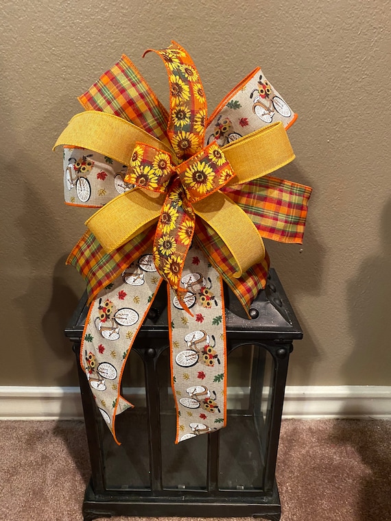 Fall Wreath Bow, Thanksgiving Bow, Bicycle Bow, Sunflower Bow, Fall Lantern Bow, Thanksgiving Wreath Bow, Door Hanger Bow