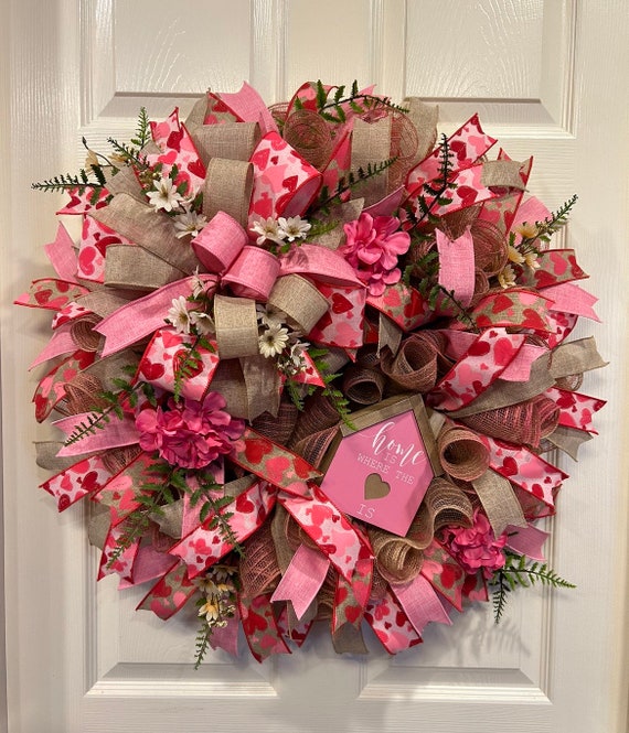 Pink Valentines Day Wreath, Valentine Wreath Deco Mesh, Valentine Wreath  Decorations, Valentines Wreaths for Front Door, Valentines Decor 