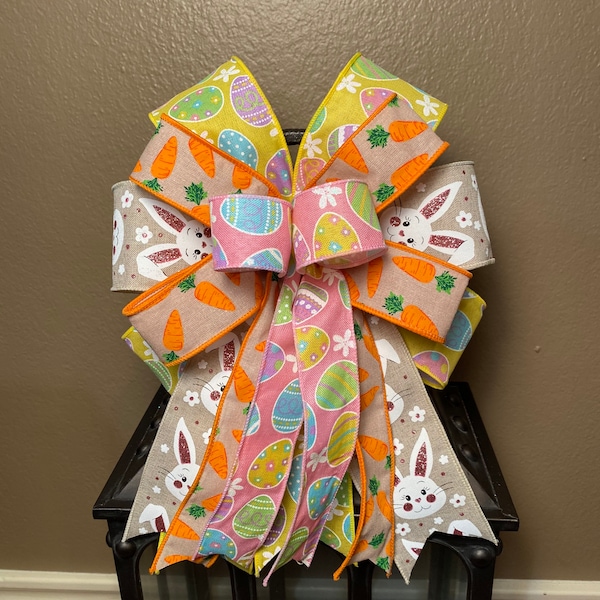 Easter Bow, Easter Bunny Bow, Easter Egg Bow, Pink Bow, Yellow Bow, Carrot Bow, Lantern Bow, Wreath Bow, Basket Bow
