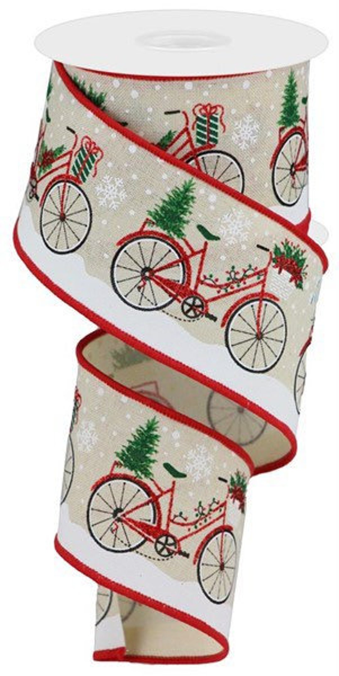 Christmas Ribbon, Bicycle Ribbon, 10 Yard Roll, 2.5