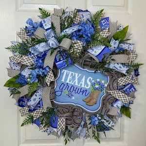 Texas Wreath, Bluebonnet Wreath, Texas Grown, Texas Bluebonnet Door Wreath, Summer Wreath, Spring Wreath, Everyday Wreath, Front Door Wreath