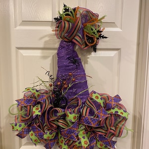 Halloween Wreath, Witch Wreath, Witch Hat Wreath, Welcome Wreath, Purple Witch Hat