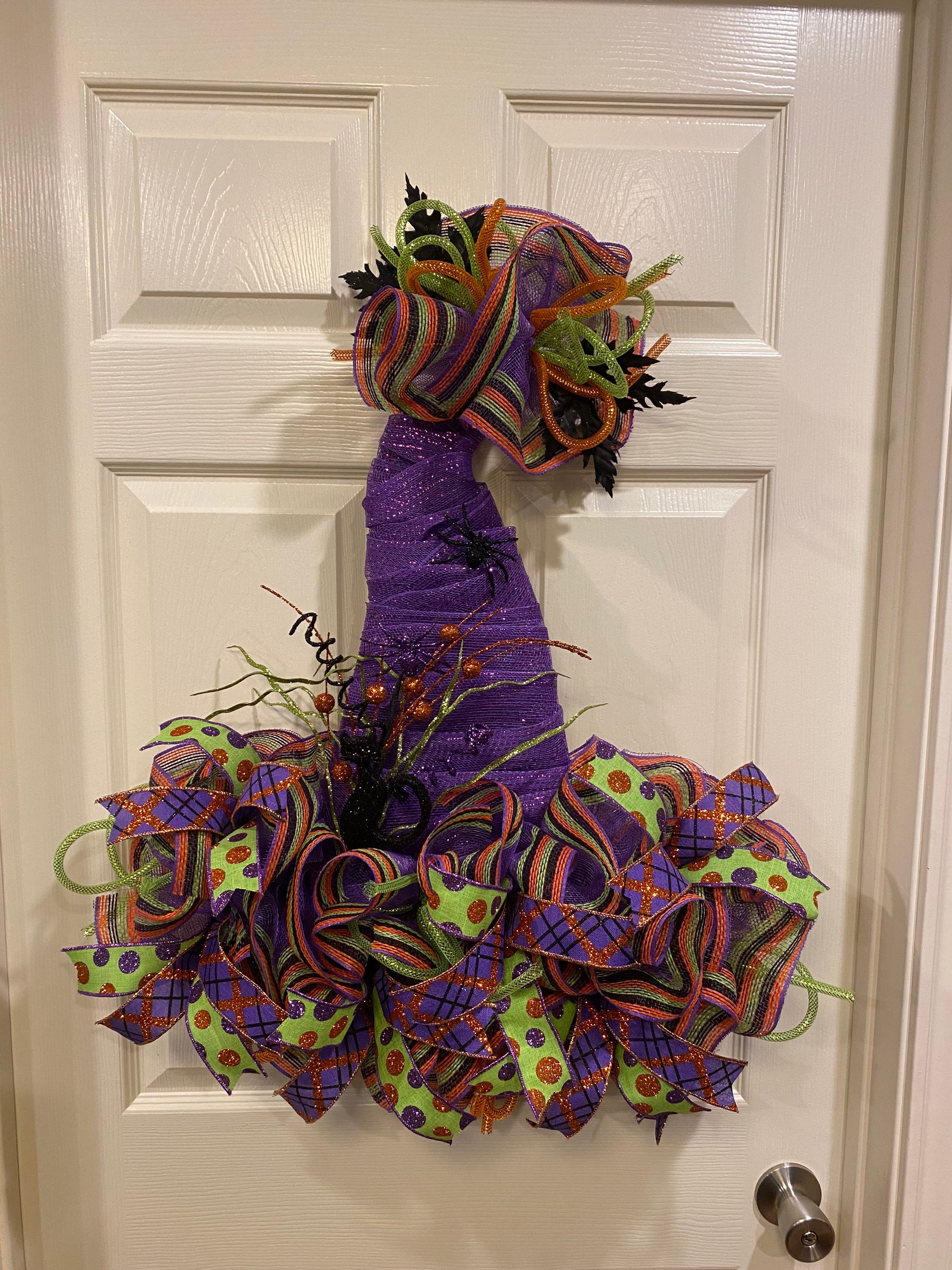 Halloween Wreath, Witch Wreath, Witch Hat Wreath, Welcome Wreath, Purple  Witch Hat - Etsy