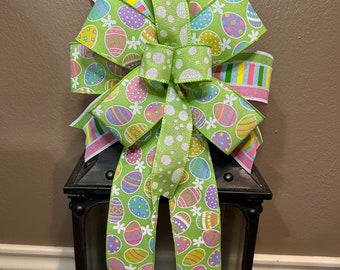 Easter Bow, Easter Egg Bow, Easter Egg Wreath Bow, Easter Lantern Bow, Green Wreath Bow, Basket Bow