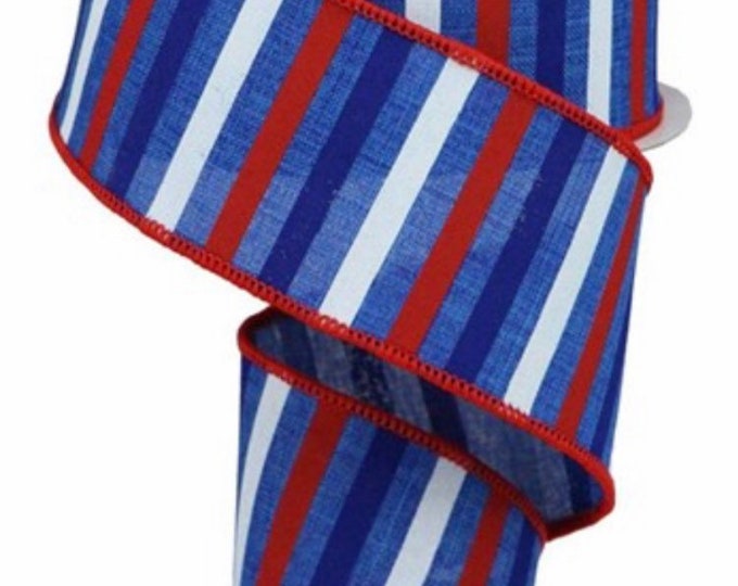 Patriotic Ribbon, Red White Blue Stripe Ribbon, Blue Stripe Ribbon