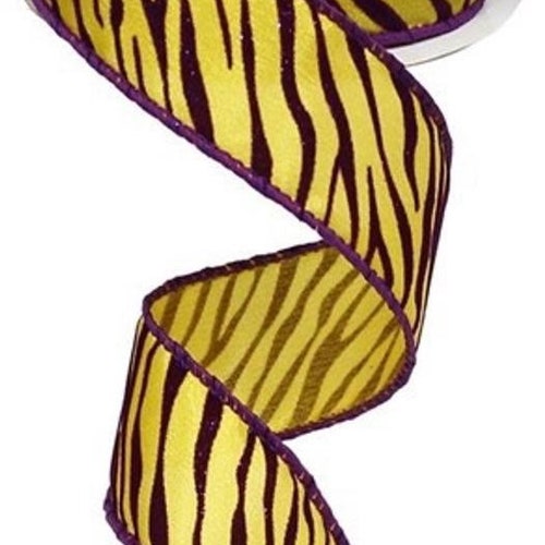Yellow and Purple Paw Prints Wired Ribbon LSU Tiger Paw Print Etsy