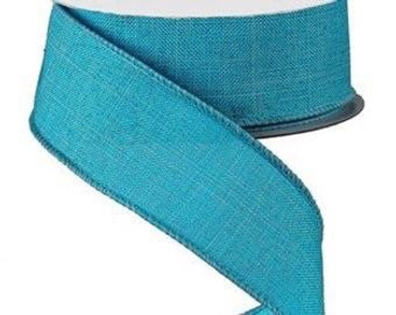 Blue Ribbon, Teal Ribbon, Burlap Ribbon, 1.5" Wired Ribbon, 10 Yard Roll, RG1278A2