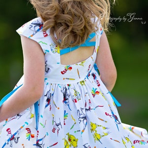 Custom Made  Seuss Strappy Back Dress  size (2T - 10)