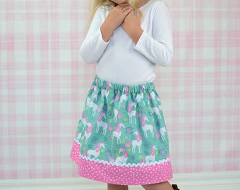 Seafoam Unicorns Skirt (18 mos, 2T, 3T, 4T, 5, 6, 7, 8, 10)